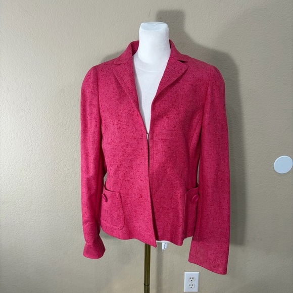 Akris Jackets & Blazers - Akris Womens Silk Cashmere Hot Pink Blazer Sz 8 Retro Funky BossWives Event EUC